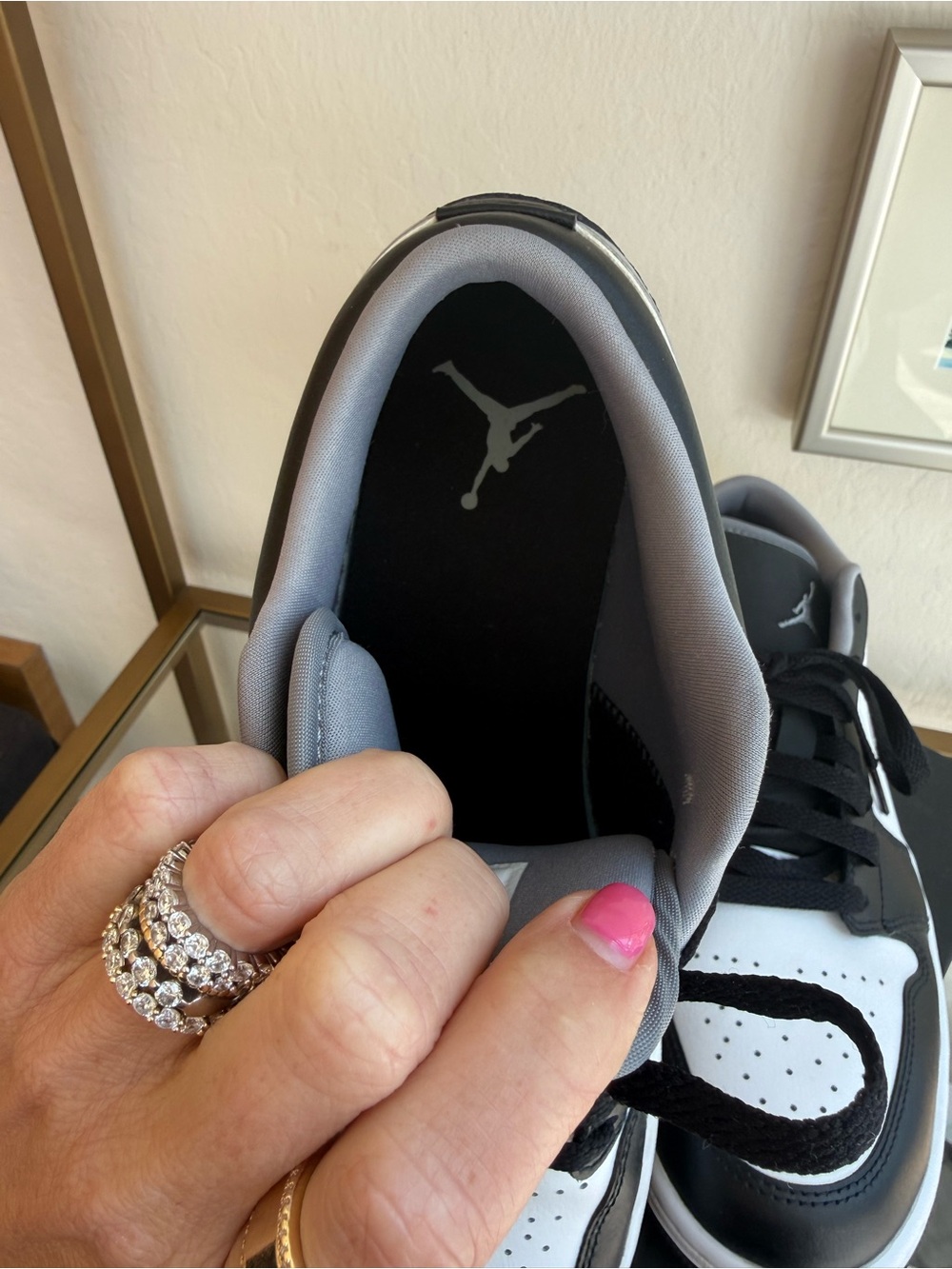 Nike Air Jordan 1 Low - Retro Sneaker in Black, White & Gray - Picture 12 of 13